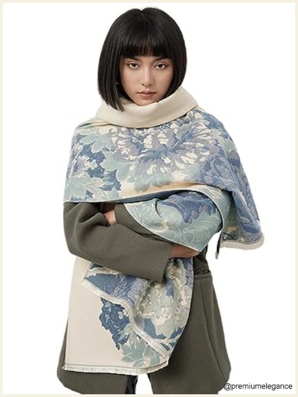 Blanket-Scale Plaid Wrap Scarf Reversible Frayed Edge Viscose Blend Pashmina